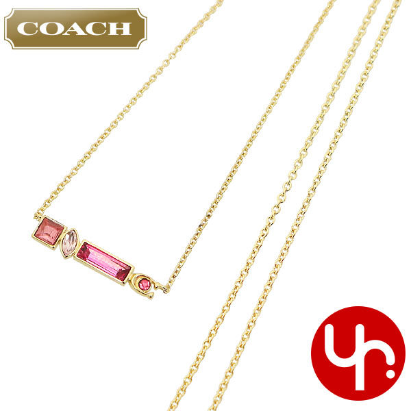 Yahoo! Yahoo!ショッピング(ヤフー ショッピング)コーチ COACH アクセサリー ネックレス FC6304 C6304 ゴールド×ピンク ジュエル シグネチャー C チェーン ネックレス アウトレット レディース