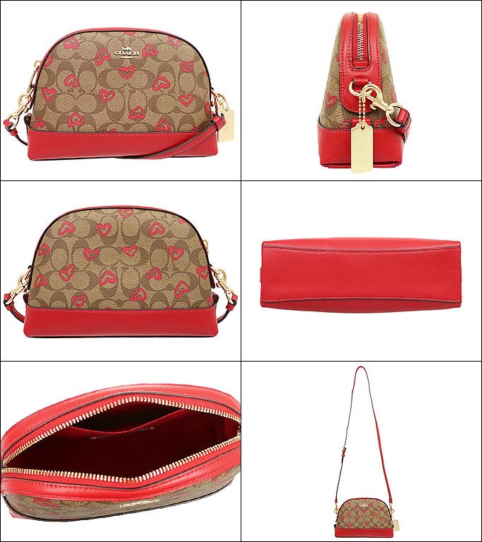 COACH ショルダーバッグ カーキ×クラシックレッド ラグジュアリー