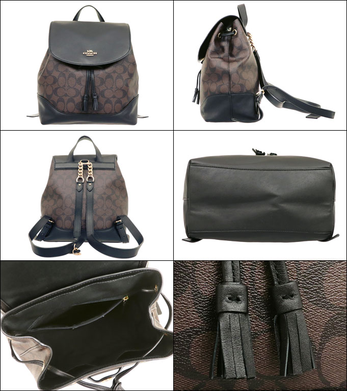 COACH ダークグレー レザー バックパック 8/7から発送停止】 COACH ネイビー（グレー）レザーバックパック