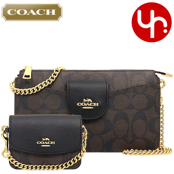 コーチ COACH バッグ ショルダーバッグ FC3328 C3328 ブラウン×ブラック シグネチャー PVC レザー ポピー チェーン  カードケース付き アウトレット レディース : co-ba210205-33 : インポートコレクションYR - 通販 - Yahoo!ショッピング