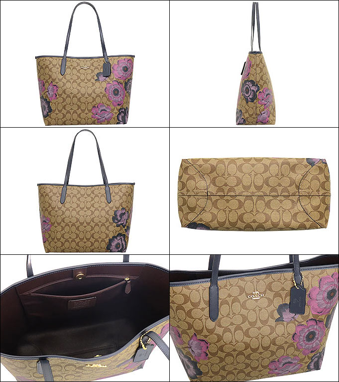 COACH 花柄トートバッグ ポーチ付き 花柄コーチ バッグ トートバッグ オックスブラッドマルチ