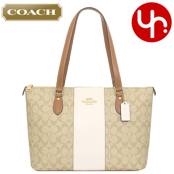 コーチ COACH バッグ トートバッグ FCR121 CR121 ライトカーキ×チョーク ライトサドル シグネチャー PVC リサイクル レザー トート アウトレット レディース｜import-collection-yr