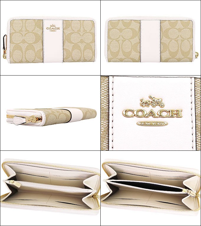 コーチ COACH 財布 長財布 F54630 ライトカーキ×チョーク ラグジュアリー シグネチャー PVC レザー アコーディオン ジップ アラウンド アウトレット レディース｜import-collection-yr｜02