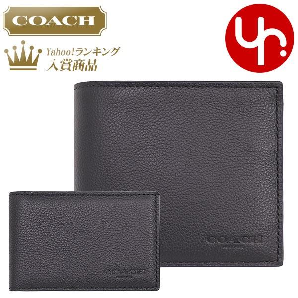コーチ COACH 財布 二つ折り財布 F74991 ブラック スポーツ カーフ レザー コンパクト ID ウォレット アウトレット メンズ