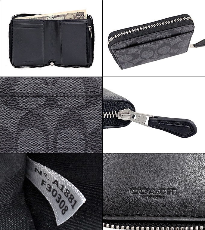 COACH コーチ 財布 二つ折り財布 F30308 ブラックスモーク