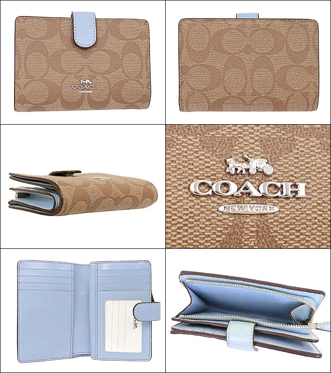 コーチ COACH 財布 二つ折り財布 F23553 カーキ×ペールブルー