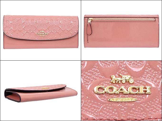 コーチ COACH 財布 長財布 F26814 メロン ラグジュアリー デボスド シグネチャー パテント レザー ソフト ウォレット アウトレット レディース｜import-collection-yr｜02