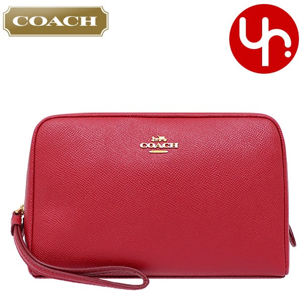 Yahoo! Yahoo!ショッピング(ヤフー ショッピング)コーチ COACH 小物 ポーチ F24797 トゥルーレッド ラグジュアリー クロスグレーン レザー コスメティック ケース 20 アウトレット レディース