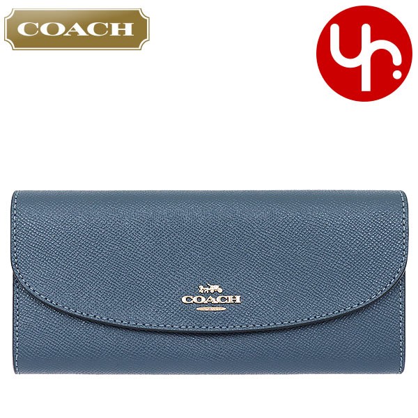 コーチ COACH 財布 長財布 F54009 デニム ラグジュアリー クロスグレーン レザー スリム エンベロープ アウトレット レディース