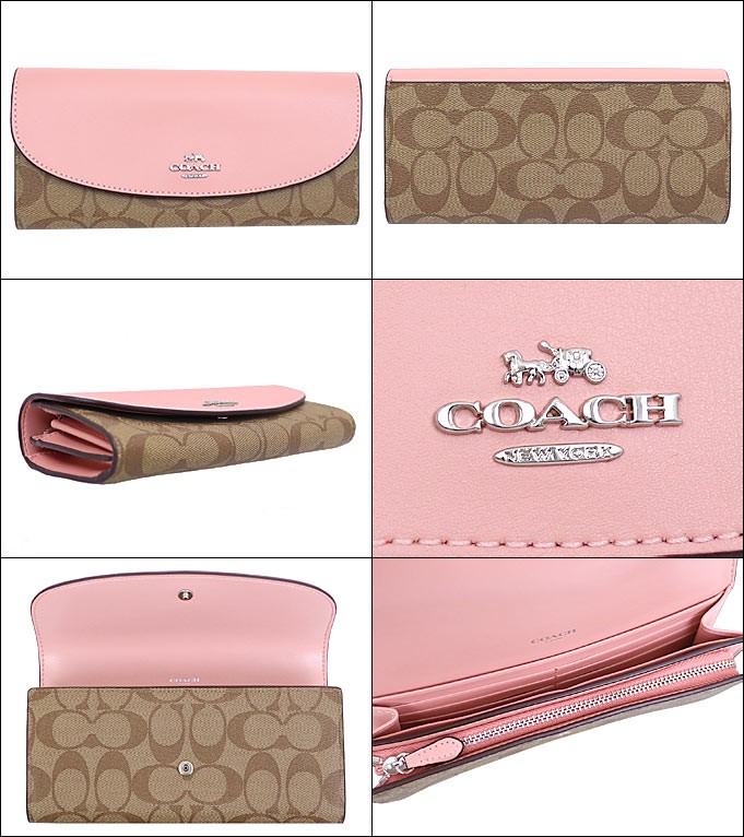 COACH コーチ 財布 長財布 F54022 カーキ×ペタル ラグジュアリー