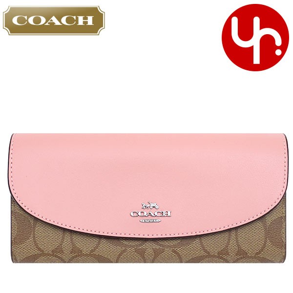 COACH コーチ 財布 長財布 F54022 カーキ×ペタル ラグジュアリー