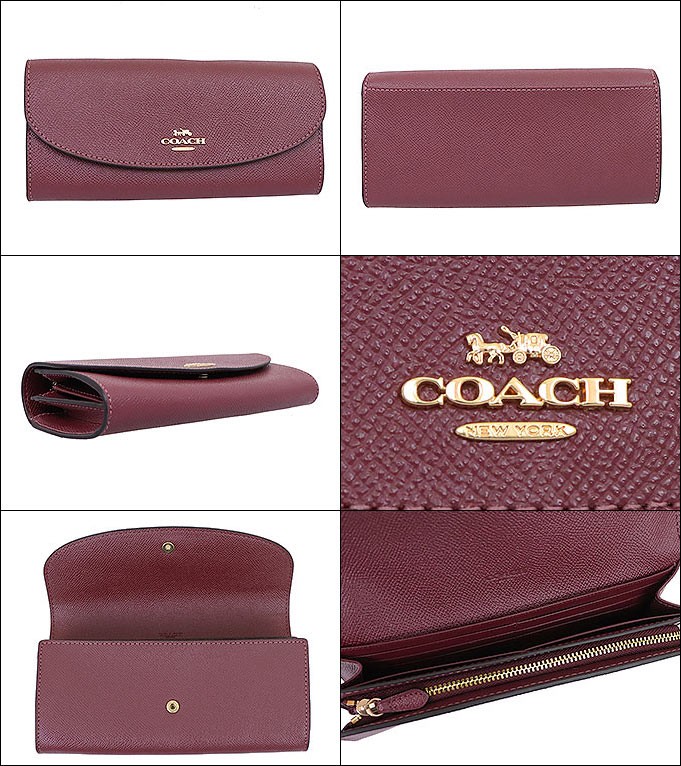 COACH コーチ 財布 長財布 F54009 ワイン ラグジュアリー クロス