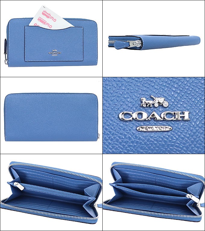 コーチ COACH 財布 長財布 F54007 スカイブルー ラグジュアリー クロスグレーン レザー アコーディオン ジップ アラウンド アウトレット レディース｜import-collection-yr｜02