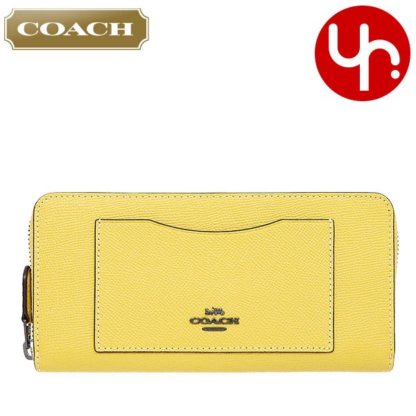 コーチ COACH 財布 長財布 F54007 サンフラワー ラグジュアリー クロスグレーン レザー アコーディオン ジップ アラウンド アウトレット レディース