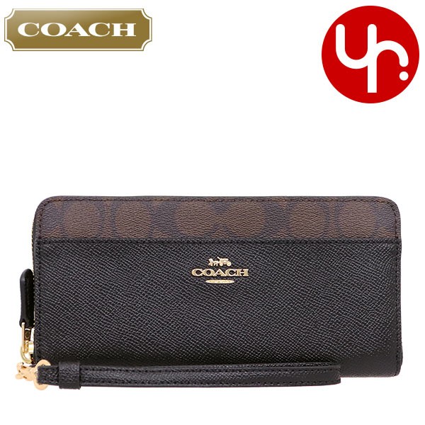 コーチ COACH 財布 長財布 F76971 ブラウン×ブラック シグネチャー