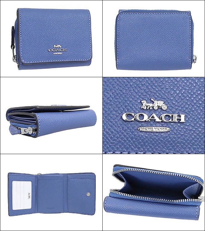 コーチ COACH 財布 三つ折り財布 F37968 ブルーラベンダー クロスグレーン レザー スモール トライフォールド ウォレット アウトレット レディース｜import-collection-yr｜02