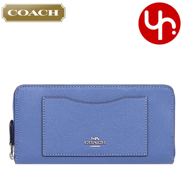 コーチ COACH 財布 長財布 F54007 ブルーラベンダー ラグジュアリー クロスグレーン レザー アコーディオン ジップ アラウンド アウトレット レディース