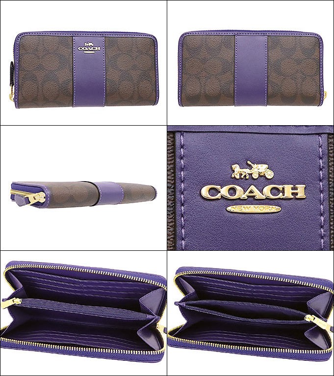 コーチ COACH 財布 長財布 F54630 ブラウン×ダークパープル