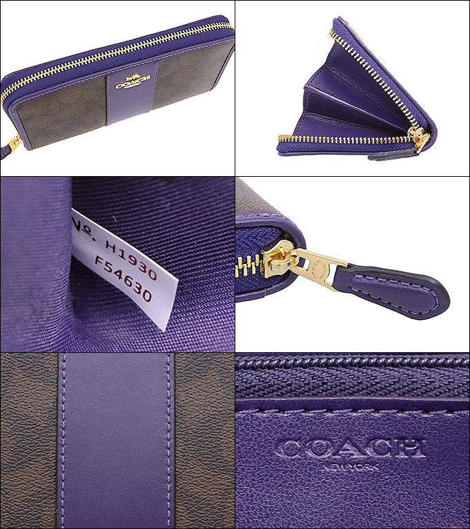 コーチ COACH 財布 長財布 F54630 ブラウン×ダークパープル