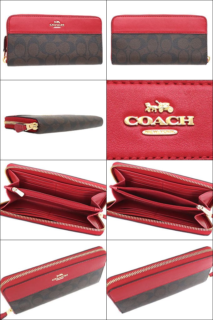 コーチ COACH 財布 長財布 F87717 ブラウン×トゥルーレッド