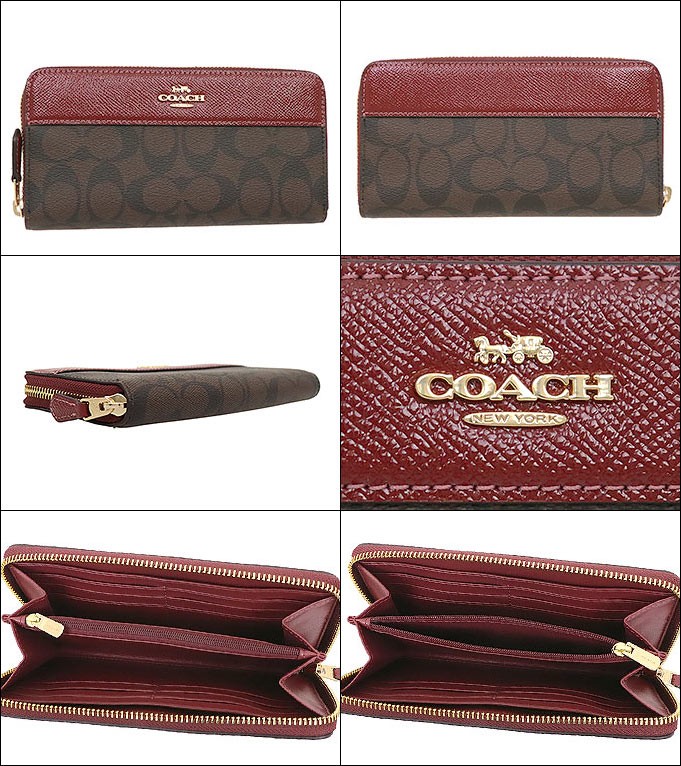 COACH コーチ 財布 長財布 F76872 ブラウン×ワイン
