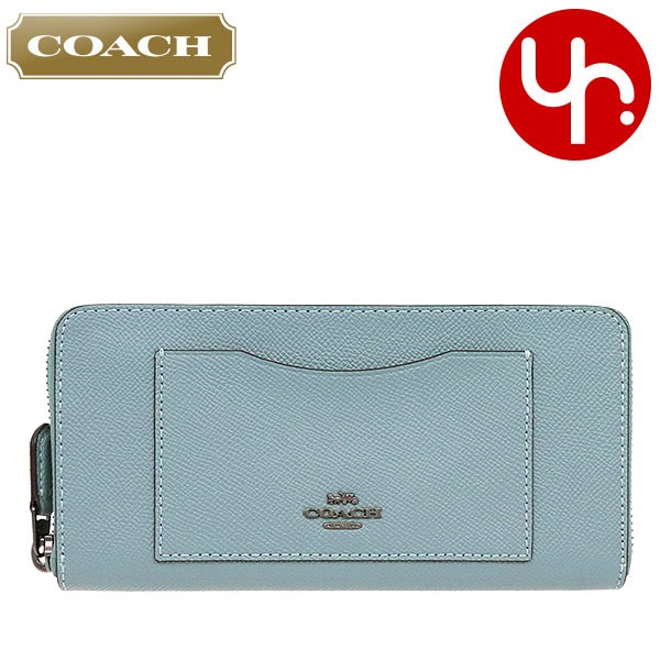 コーチ COACH 財布 長財布 F54007 セージ ラグジュアリー クロスグレーン レザー アコーディオン ジップ アラウンド アウトレット レディース