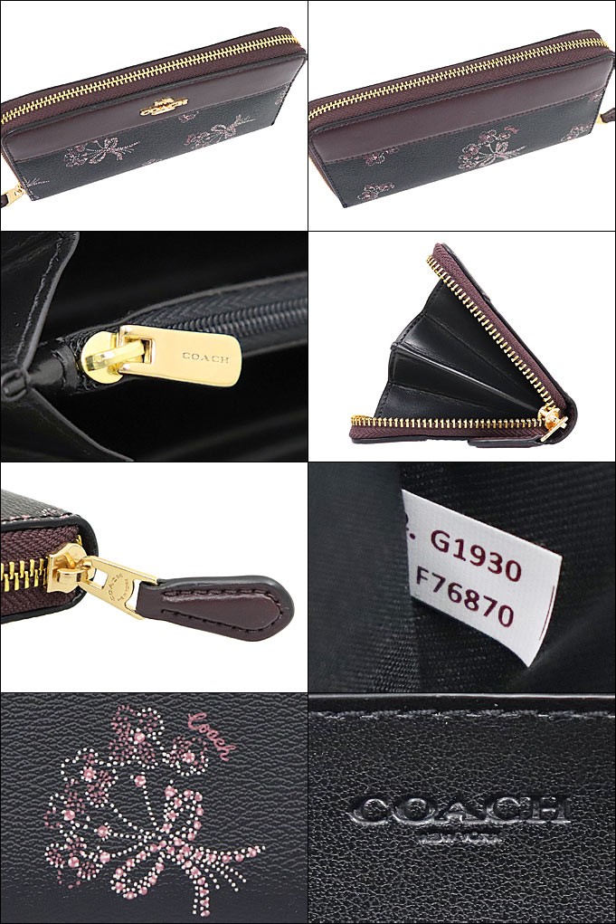 COACH コーチ 財布 長財布 F76870 ブラック×ピンクマルチ リボン