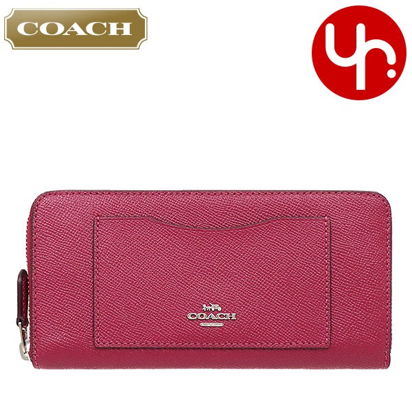 コーチ COACH 財布 長財布 F54007 ダークフューシャ ラグジュアリー クロスグレーン レザー アコーディオン ジップ アラウンド アウトレット レディース