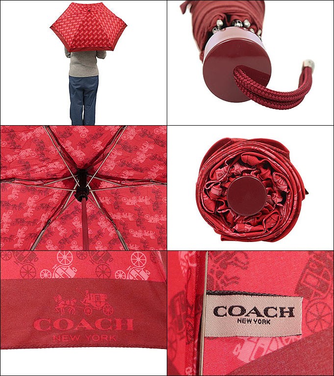 【残1】コーチ COACH 折りたたみ傘 シグネチャー チェリー柄 残1】コーチ COACH 折りたたみ傘 シグネチャー チェリー柄