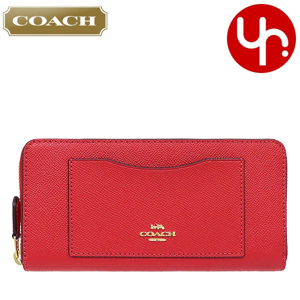 コーチ COACH 財布 長財布 F54007 ブライトレッド ラグジュアリー クロスグレーン レザー アコーディオン ジップ アラウンド アウトレット レディース