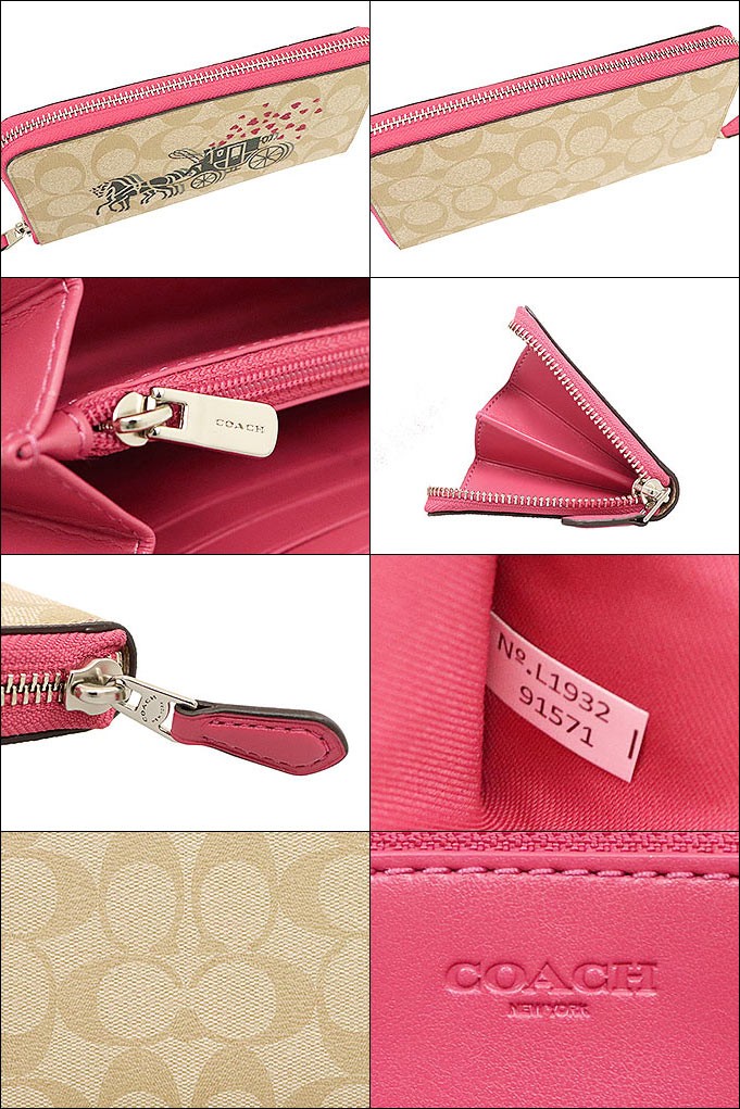 COACH コーチ 財布 長財布 F91571 ライトカーキマルチ×ポピー