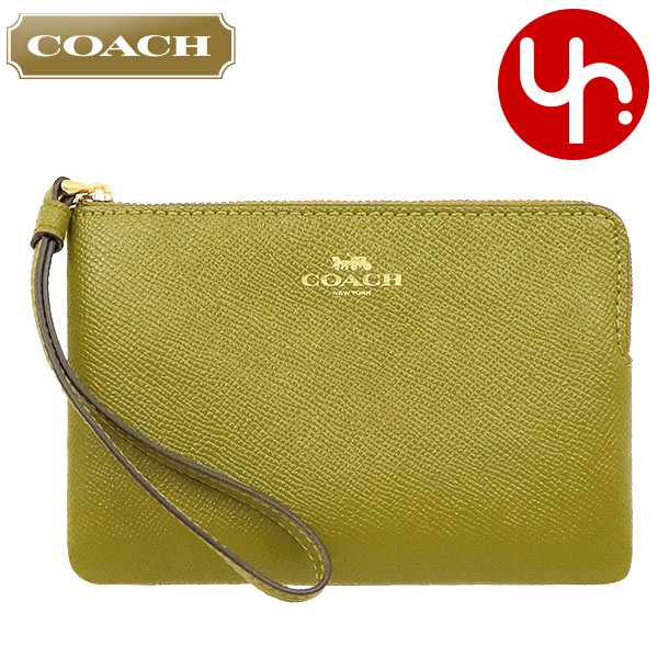 Yahoo! Yahoo!ショッピング(ヤフー ショッピング)コーチ COACH 小物 ポーチ F58032 シトロン ラグジュアリー クロスグレーン レザー コーナー ジップ リストレット アウトレット レディース