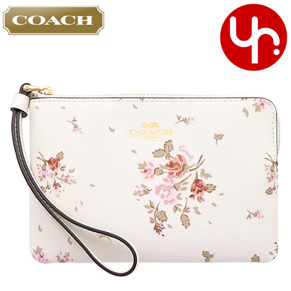 Yahoo! Yahoo!ショッピング(ヤフー ショッピング)コーチ COACH 小物 ポーチ F91781 チョークマルチ ローズ ブーケ プリント PVC レザー コーナー ジップ リストレット アウトレット レディース