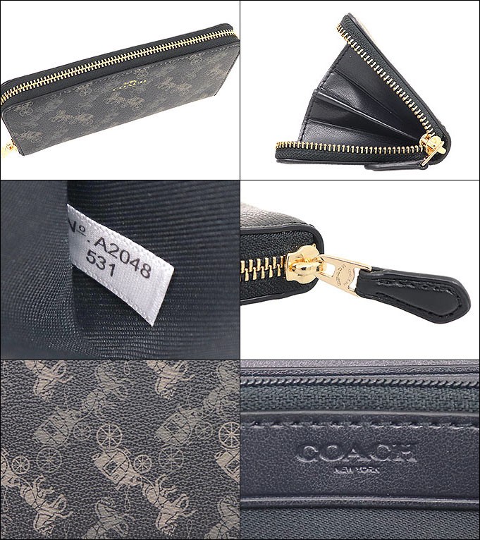 コーチ COACH 財布 長財布 F00531 531 ブラック×グレーマルチ ホース