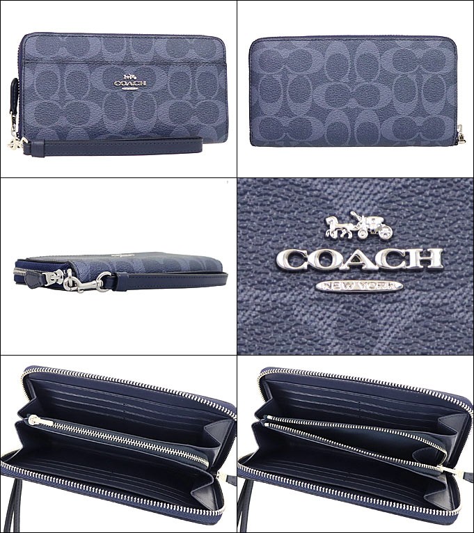 コーチ COACH 財布 長財布 F91828 デニム×ミッドナイト シグネチャー デニム アコーディオン ジップ ウォレット （ストラップ付き） アウトレット レディース｜import-collection-yr｜02