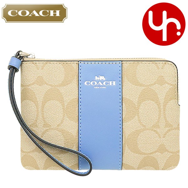 Yahoo! Yahoo!ショッピング(ヤフー ショッピング)コーチ COACH 小物 ポーチ F58035 ライトカーキ×スレート シグネチャー PVC レザー コーナー ジップ リストレット アウトレット レディース