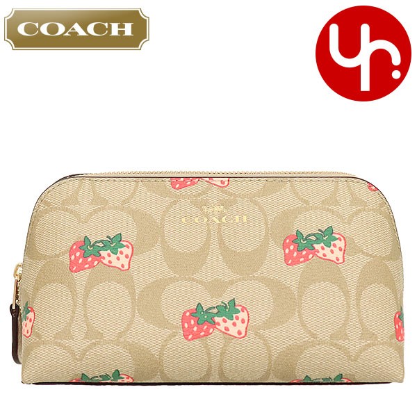 Yahoo! Yahoo!ショッピング(ヤフー ショッピング)コーチ COACH 小物 ポーチ F93613 ライトカーキマルチ シグネチャー ストロベリー プリント コスメティック ケース 17 アウトレット レディース