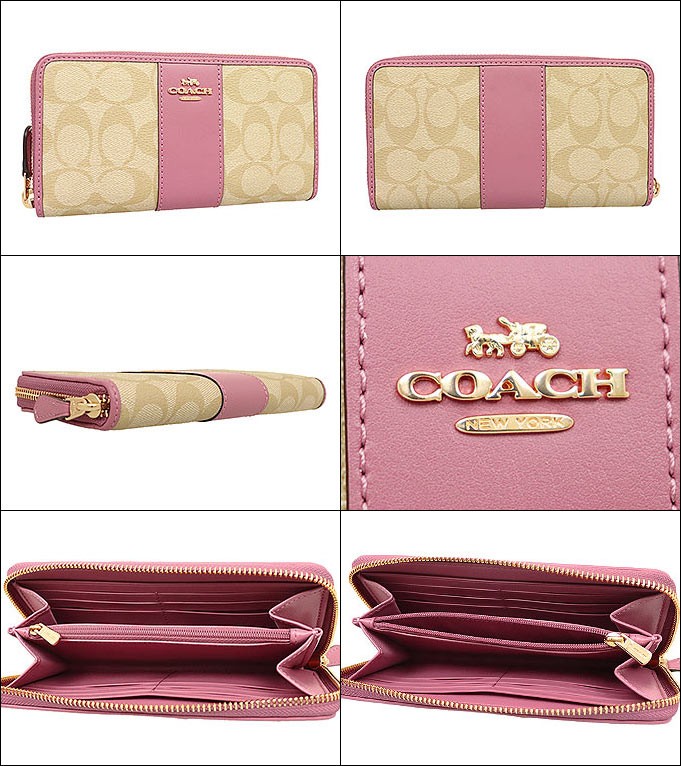 コーチ COACH 財布 長財布 F54630 ライトカーキ×ローズ ラグジュアリー