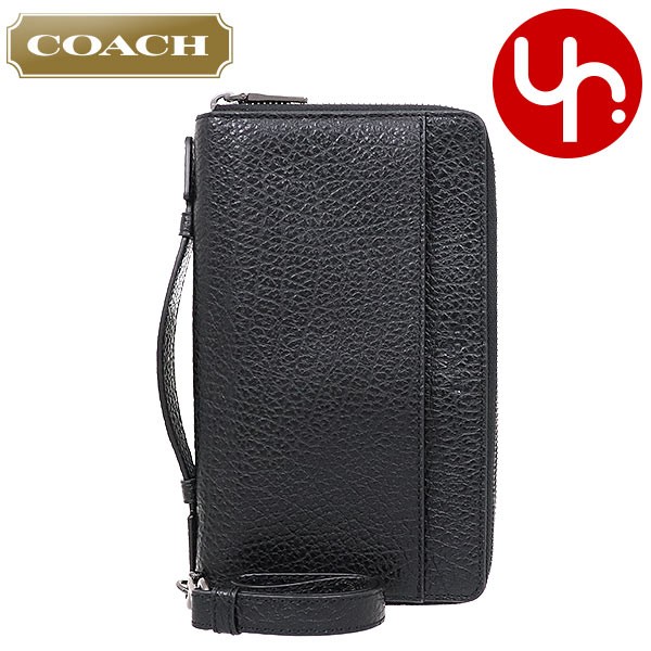 コーチ COACH 財布 長財布 F67624 ブラック エンボスド テクスチャード レザー ダブル ジップ トラベル オーガナイザー アウトレット  メンズ レディース