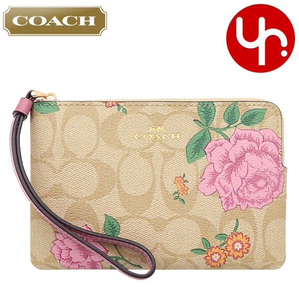 Yahoo! Yahoo!ショッピング(ヤフー ショッピング)コーチ COACH 小物 ポーチ F02973 2973 ライトカーキマルチ シグネチャー プレーリー ローズ プリント コーナー ジップ ウォレット アウトレット レディース