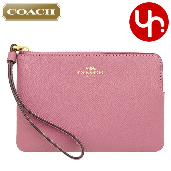 Yahoo! Yahoo!ショッピング(ヤフー ショッピング)コーチ COACH 小物 ポーチ F58032 ローズ ラグジュアリー クロスグレーン レザー コーナー ジップ リストレット アウトレット レディース