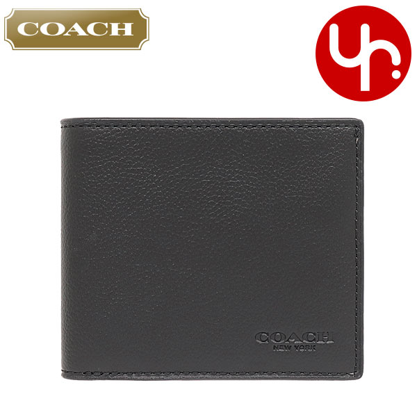 最新デザインの COACH コーチ 本革 財布 二つ折り財布 財布 ブラック 