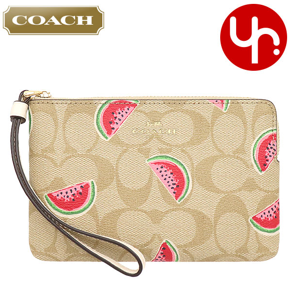 Yahoo! Yahoo!ショッピング(ヤフー ショッピング)コーチ COACH 小物 ポーチ F03281 3281 ライトカーキ×レッドマルチ シグネチャー ウォーターメロン コーナー ジップ リストレット アウトレット レディース