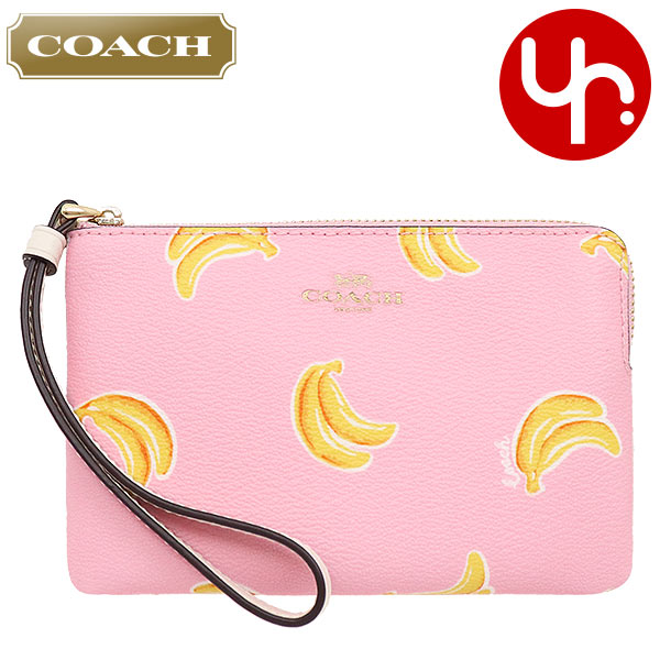 Yahoo! Yahoo!ショッピング(ヤフー ショッピング)コーチ COACH 小物 ポーチ F03285 3285 ピンクレモネードマルチ バナナ プリント PVC レザー コーナー ジップ リストレット アウトレット レディース