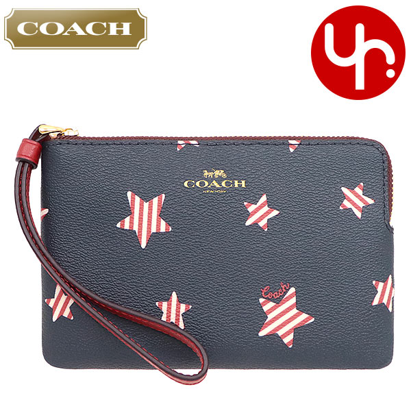 Yahoo! Yahoo!ショッピング(ヤフー ショッピング)コーチ COACH 小物 ポーチ F03286 3286 ネイビー×レッドマルチ アメリカーナ スター PVC レザー コーナー ジップ リストレット アウトレット レディース