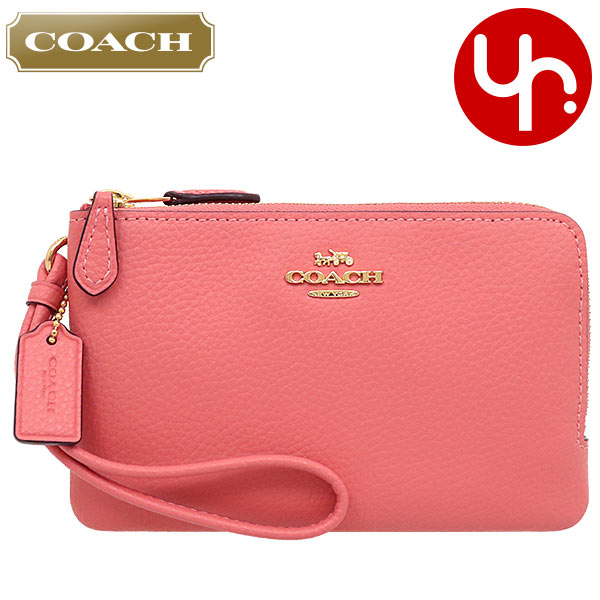 Yahoo! Yahoo!ショッピング(ヤフー ショッピング)コーチ COACH 小物 ポーチ F87590 87590 ブライトコーラル ラグジュアリー ペブルド レザー ダブル コーナー ジップ リストレット アウトレット レディース