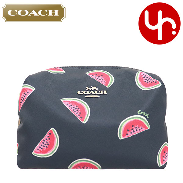 Yahoo! Yahoo!ショッピング(ヤフー ショッピング)コーチ COACH 小物 ポーチ F02019 2019 ネイビー×レッドマルチ ウォーターメロン プリント ナイロン ボクシー コスメティック ケース アウトレット レディース