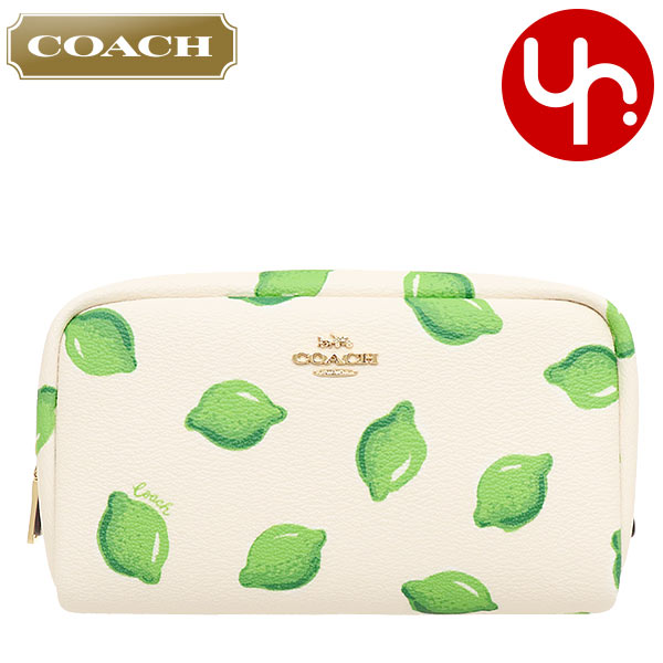 Yahoo! Yahoo!ショッピング(ヤフー ショッピング)コーチ COACH 小物 ポーチ F02345 2345 チョーク×グリーンマルチ ライム プリント スモール ボクシー コスメティック ケース アウトレット レディース