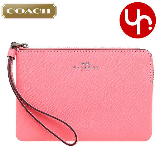 Yahoo! Yahoo!ショッピング(ヤフー ショッピング)コーチ COACH 小物 ポーチ F58032 58032 ピンクレモネード ラグジュアリー クロスグレーン レザー コーナー ジップ リストレット アウトレット レディース