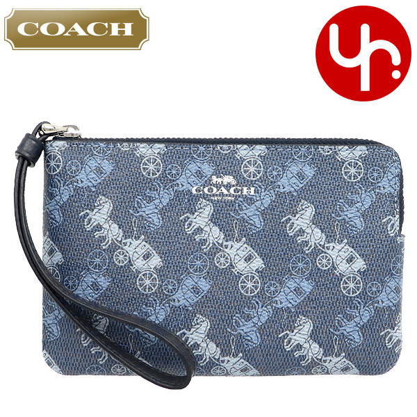 コーチ COACH 小物 ポーチ F88083 88083 インディゴ×ペールブルーマルチ ホース アンド キャリッジ コーナー ジップ リストレット アウトレット レディース